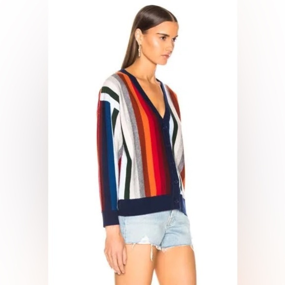 The Great Co Ed Striped V-neck Button Front Cardigan - Picture 2 of 10